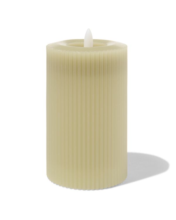 LED ribbel kaars met wax Ø7.5x12.5 lichtgroen - 13550058 - HEMA