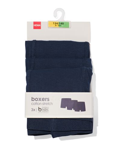 kinder boxers basic stretch katoen - 3 stuks blauw blauw - 19200189BLUE - HEMA
